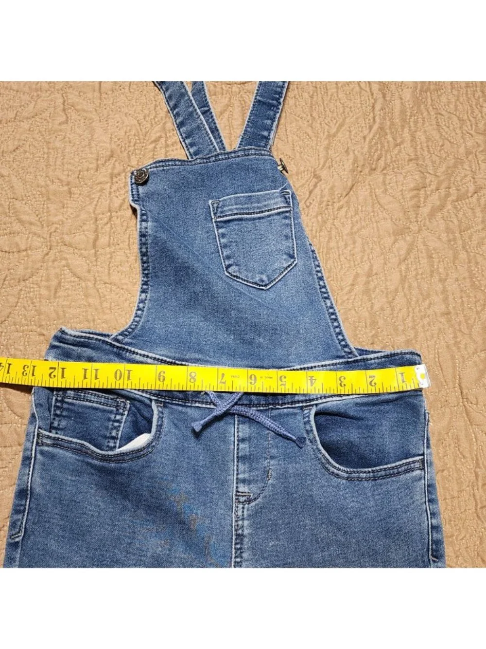 Cat and Jack denim overalls jumper sz 7-8 girl blue stretch